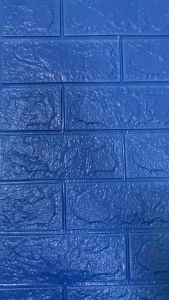 MW Wallpaper Foam Biru Tua 3D Bata Warna Biru Premium Wall Paper Sticker Tebal 3MM