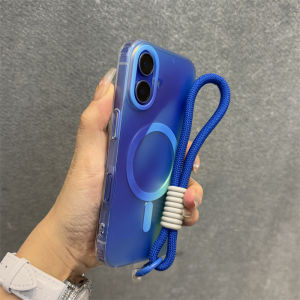 Dele Applicable 16 Phone Case Blue Ink Dragonfly 16Promax Magnetic Gradient 15Pro Acrylic 14Pm Soft Edge High-End Wireless Charging 16Plus