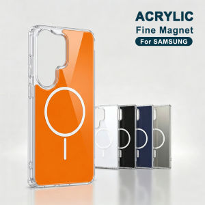 Luxury Wireless Magnetic Thin Circle Colorful Cover For Magsafe Case Samsung Galaxy S24 S25 Edge S26 Ultra S23 Fe Clear Acrylic