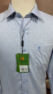 Sơ Mi Họa Tiết Tay Dài Màu Xanh Dương - Navy Form Tailor Fit Chống Nhăn Lai Bầu - Áo Nam Khatoco