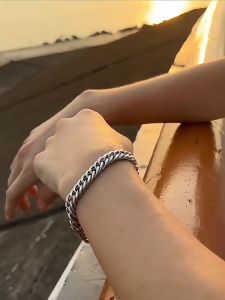COD Original Italian 925 Sterling Silver Bracelet Mens 21cm long and 9mm wide Cuban hip-hop high street accessories hiphop couple hand accessories