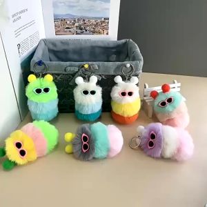 Bag Charm - Gantungan Kunci - Tas Lucu Bentuk Ulat Pom Pom Kacamata - Ganci Aksesoris