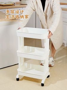 พร้อมส่งรถเข็นกลิ้งชั้นวางของด้านข้างอเนกประสงค์เคลื่อนย้ายได้ชั้นวางของสำหรับบ้านพร้อมล้อชั้นเก็บของข้างเตียงนอนหลายชั้นแบบสําหรับวางหนังสือเครื่องเขียน