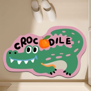 VIKAMA Cartoon-Themed Shaped Doormat Soft Diatom Mud Non-Slip Bathroom Rug Water Absorbent Entryway Mat for Home Decor