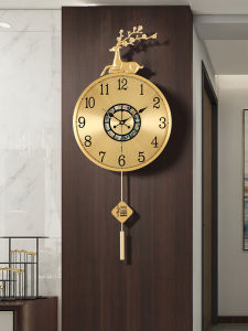 Modern Minimalist Brass Wall Clock For Home Living Room Creative Watch Wall Hanging Accessible Luxury Hallway High-End Noiseless Clock Quartz Clock