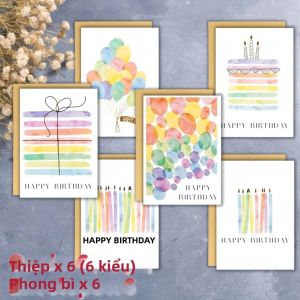 Bộ 12 Thiệp Sinh Nhật Màu Nước Kèm Phong Bì Thiết Kế Mềm Mại Độc Đáo Dùng Làm Thiệp Mời Dự Tiệc Thích Hợp Cho Sinh Nhật Và Các Buổi Lễ Kỷ Niệm