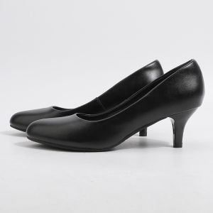 Professional Womens Shoes for Air Hostess Office Bank Hotel - Black Round Toe