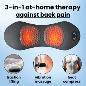 3-in-1 Back Massager Heat Vibration for Back Pain Relief Herniated Disc Stretch Support Traction Lower Back Massage Pillow