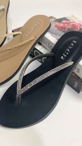 Sandal Flat Wanita Dewasa Jepit Double Mutiara Kekinian