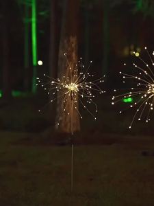 Đèn Pháo Hoa Năng Lượng Mặt Trời Chống Thấm Nước 60LED Dây Cổ Tích Ngoài Trời Chiếu Sáng Giáng Sinh 8 Chế Độ 3 Màu Trang Trí Sân Vườn Đèn Chạy Bằng Năng Lượng Mặt Trời