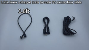90 degree double elbow DC5.5 x 2.5mm power cord 12V10A high power extension cord security monitoring/industrial equipment cable