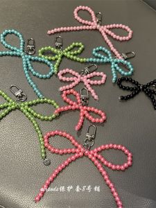 Fashionable Korean Style Bloggers Colorful Pearl Butterfly Knot Bag Pendant Earphone Case Decorations Creative Gift Keychain