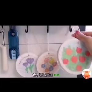 🇲🇾 Magic Cleaning Wood Pulp Sponge Scrub Bowl Block Absorbent Printing Span Cuci Mangkuk 卡通木浆海绵擦洗碗块吸水印花压缩木浆绵