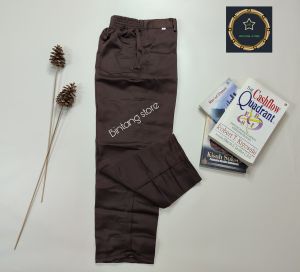 Celana Coklat SD Panjang pinggang Karet Bahan elemen