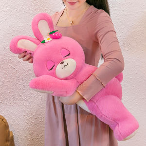 GUAIBUDIAN | Strawberry Pink Rabbit Shaped Plush Pillow Sleeping Cushion