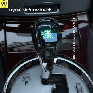 Crystal Gear Shift Knob with LED Light for Toyota Honda Nissan Proton etc. - Stick Shift Knob Gear Lever for Manual & Automatic Transmission Luxury Interior Upgrade