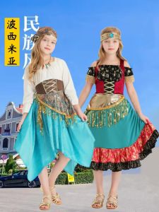 Bohemian Traditional Childrens Performance Costume Girls Ethnic Outfit Childrens Day Show Costume Party Magic Performance Supplies