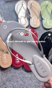 Sandal Flat Wanita Dewasa Motif Tali Simpel Kekinian