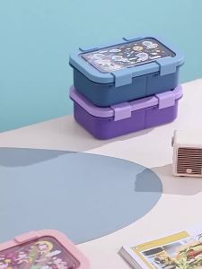 1000/1350ml Cartoon Lunch Box with Soup Bowl Fresh-keeping Bento Box Buckle Sealed Leak-proof Portable Food Storage Container