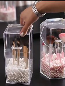 Clear Medium Sized Acrylic Makeup & Brush Holder Stand Organizer Desktop Organizer Storage Box