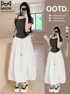 Miiow | Cat Lady Yamamoto Pumpkin Skirt Mid-Length Half Skirt Summer 2025 New High Waist Patchwork Bloom Girl Style Simple Commute Cotton Blend