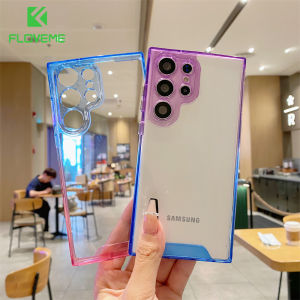 FLOVEME Gradient Color HD Clear Phone Case For Samsung Galaxy S23 S22 Ultra Plus S23+ S22+ Acrylic Hard Transparent Shockproof Back Cover For Samsung S23 S22