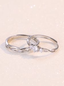 BW jewerlyชุด 2 แหวนทองคำขาว แหวนสุภาพสตรี แหวนเงิน แหวนแฟชั่น แหวนเงิน แหวนคู่ แหวนของขวัญ