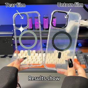 For iPhone 16 Pro Max Laser Plating Acrylic Magnetic Phone Case For iPhone 11 XR 16 15 12 13 14 Pro Max 15 Pro Max Clear HardCase iPhone 8 7 Plus 8 Plus X XS Max Luxury Shockproof Transparent Case Wireless Charging Hard Protective Clear Shockproof Case