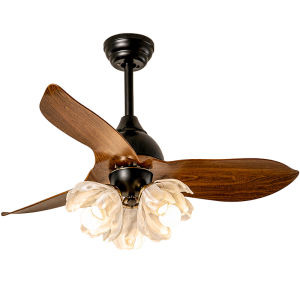 FANCY LAMP CLUB | Vintage French Style Walnut Finish Ceiling Fan Light