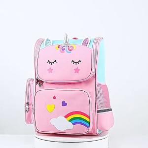 Students Bookbag Elementary Daypack Loadrelief Unicorn Pattern Bookbag with Non-slip Chest Strap for School Travel & Daycare ASM-VN