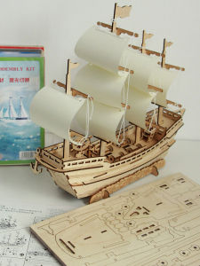 Wooden DIY Sailing Ship Model 3D Assembly Puzzle Fun Handmade Toy Educational Brain Teaser for Children And Adults