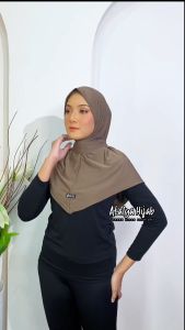 Kerudung Sporty Hijab Instan Syria Tali Perekat Jersy Menutupi  Dada Pet Syria SportWear