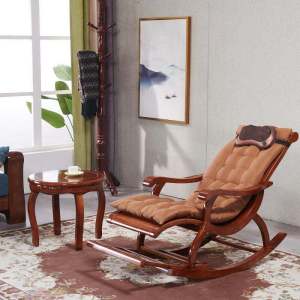 Jiamutang Extended Rocking Chair Adult Recliner Solid Wood Chair Household Balcony Chair Leisure Chair Recliner Chair Leisure Chair