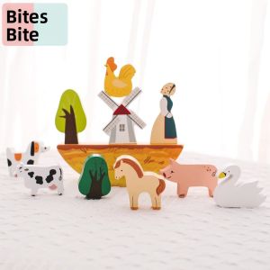 Khối Gỗ Xếp Chồng Trang Trại Cho Bé - Đồ Chơi Giáo Dục Bò Động Vật Để Cân Bằng Và Xây Dựng Đồ Chơi Sáng Tạo Cho Độ Tuổi 0-12+