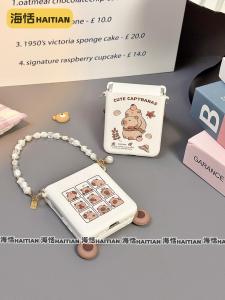 Haitian Cute Cartoon Style Foldable Screen Phone Case with Side Buckle Hand Chain Protection for Samsung ZFlip6 Xiaomi Mixflip Honor Vflip