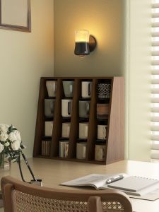 ชั้นวางแก้วน้ำสีwalnut ทรงตัวถัง ชั้นวางของหลายชั้น ชั้นวางของสำหรับเครื่องดื่มชา ชั้นวางของเก่าสไตล์วินเทจแบบย้อนยุค