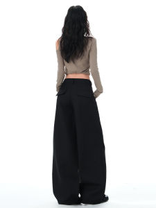 High Waist Wide Leg Knife West Pants Womens Thickened Fleece Casual Loose Slimming Drapey Autumn Winter Floor-Length Pants