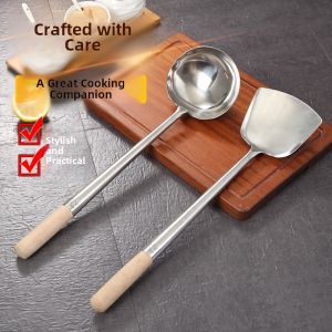 Eagle Beak Brand Stainless Steel Wood Handle Wok Spatula Chef Special Kitchen Hotel Cooking Utensil Fried Shell Spatula
