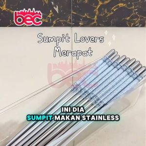 [BEC] Sumpit Makan Stainless Steel | Sumpit Stainless Steel Chopstick High Quality | Sumpit Stainless Steel Ulir Porselen Polos