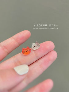 Cute Cat Design Silver Earrings Hypoallergenic 925 Sterling