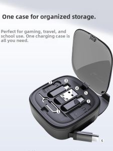 Travel Essential Multi-Function Retractable Data Cable Storage Box 60W Fast Charge Phone Charging Cable Digital Storage with Stand