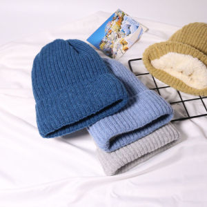 Knitted Hat Female Fleece-Lined Korean Style All-Matching Woolen Hat Male Autumn Winter Heattech Hat Student Thickened Cold Protection Beanie Hat Tide