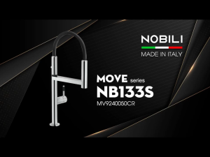 Vòi rửa bát cần mềm Nobili Move NB133S nóng lạnh 2 đầu xả xoay 360 độ mạ chrome nhập khẩu Ý
