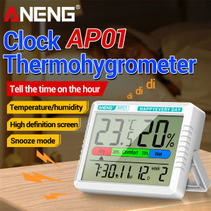 ANENG | Portable ANENG AP01 Thermohygrometer Digital Indoor Temperature Humidity Monitor Clock Alarm Dual Placement Home Office Tool
