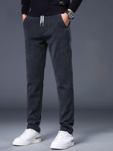 ROMON | Lormen Mens Corduroy Business Casual Pants Autumn Winter Loose Straight Leg Sporty High End Leisure Long Trousers