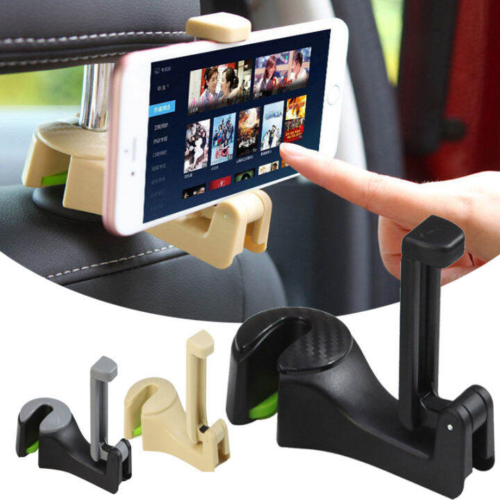 2 in 1 Car Headrest Hook with Phone Holder Car Seat Back Hanger ...