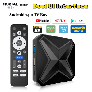 Q1 Mini+ Android14 8K HDR10+ Smart TV Box Rockchip RK3518 Dual Wifi 2.4G/5.8G BT5.0 Set Top Box Media Player with Google Voice