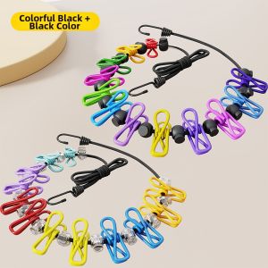 SIVASS | Portable Travel Clothesline Elastic With Clips