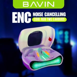 BAVIN BA95 TWS Bluetooth Gaming Earphones w/ ENC RGB Lights Hi-Fi Stereo Sound & Touch Control Compatible for Smartphones