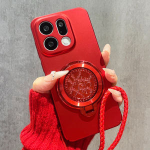 New Year Lucky Rotating Stand Compatible with OPPO Findx9 Findx8 Red Findx7Pro Matte Hard Shell Findx6 Ultra Thin X8s Full Cover Anti Fall X5 Womens Style